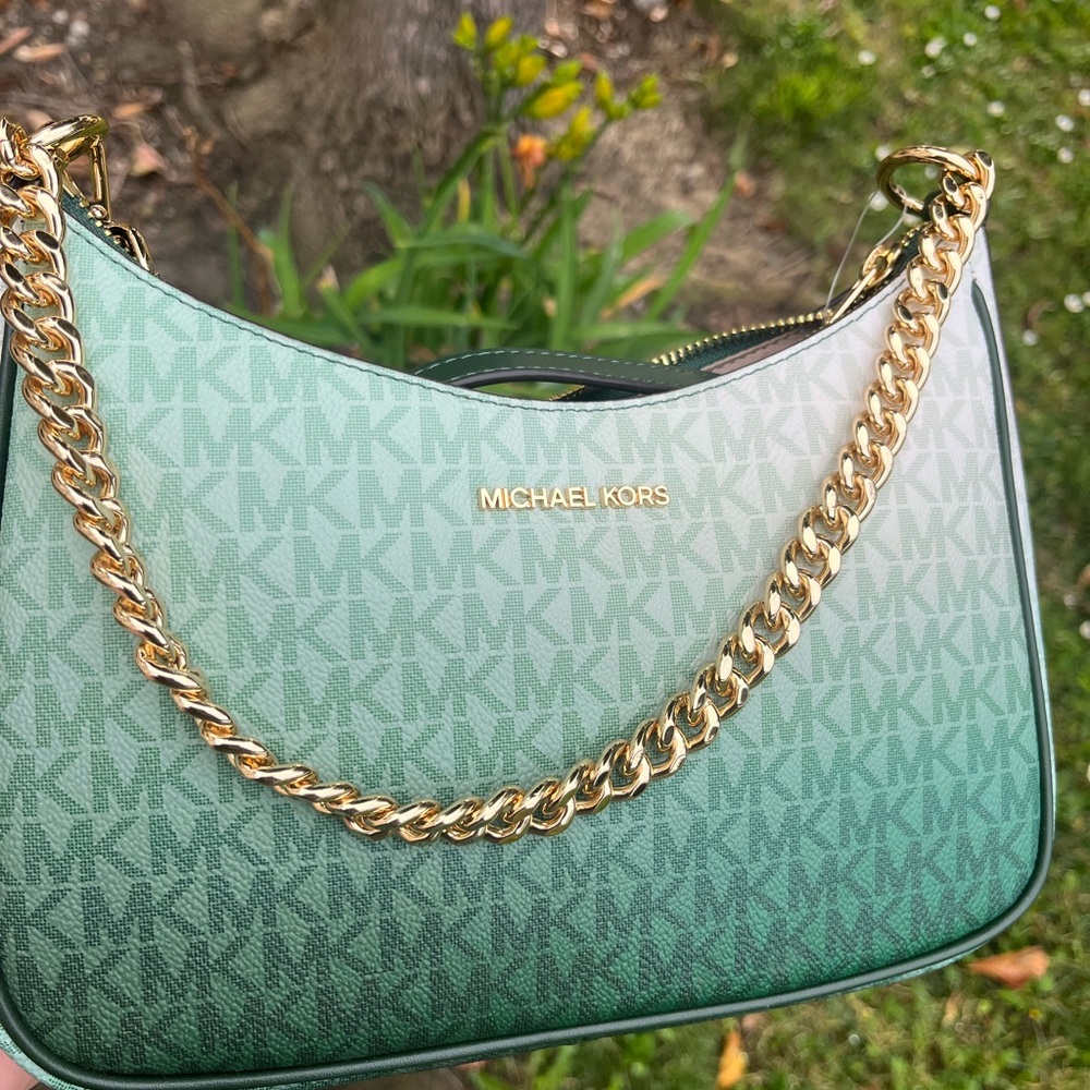 Michael Kors Ombré Moss/Green Multi Large Pochette - Picture 4 of 8